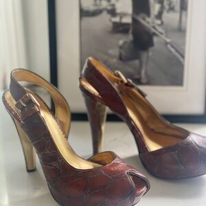 Elegant Brown Peep-Toe Heels